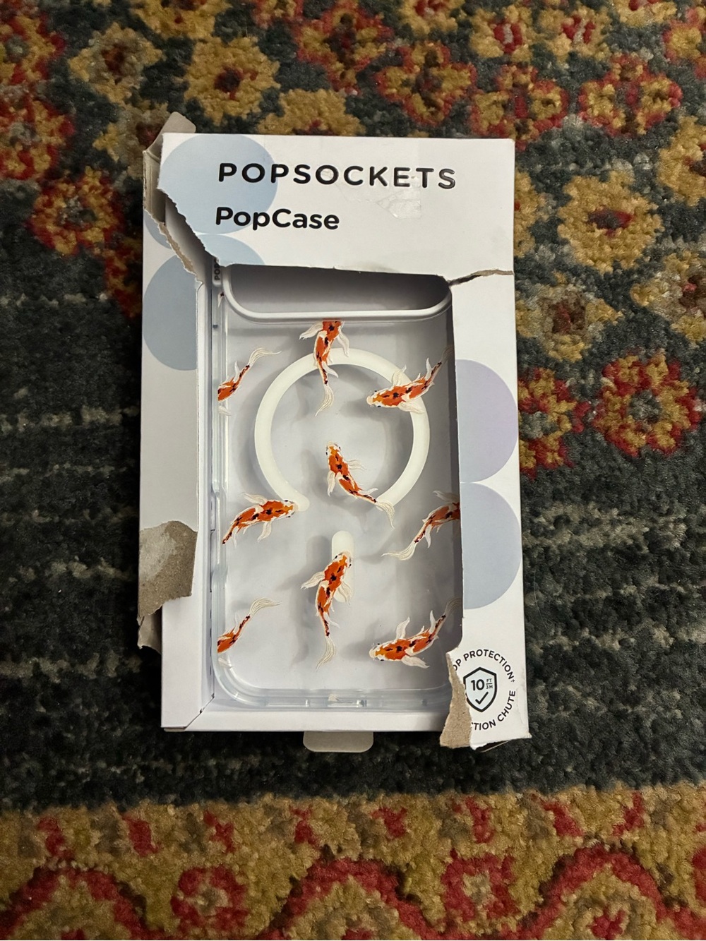 PopSocket PopCase Clear Phone Case with White Ring and Orange Koi Fish